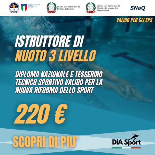 Corso di formazione istruttore di Nuoto 3 Livello