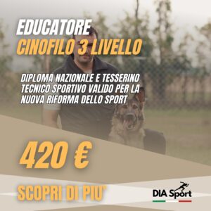 Corso di formazione addestratore cinofilo 3 livello